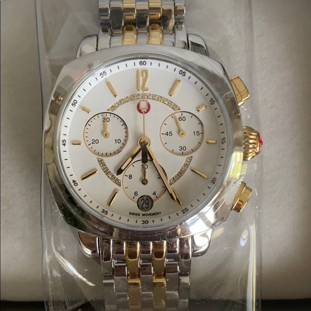 Michele Ascalon Diamond Two-Tone Bracelet Watch